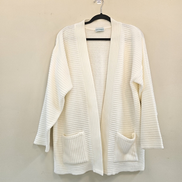 Vintage Willow Ridge Cream Open Front Textured Knit Cardigan Sweater Oversized - Picture 1 of 9
